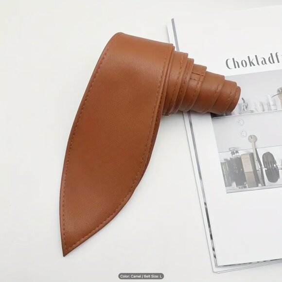 Wide Belt Camel Color Classic Obi Belt Tie Belt - Picture 2 of 8